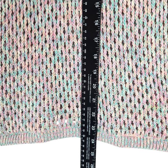 Womens Sweater Large Crochet Open Knit Sheer Boho Cottagecore Pastel Soft Girl - Picture 4 of 6